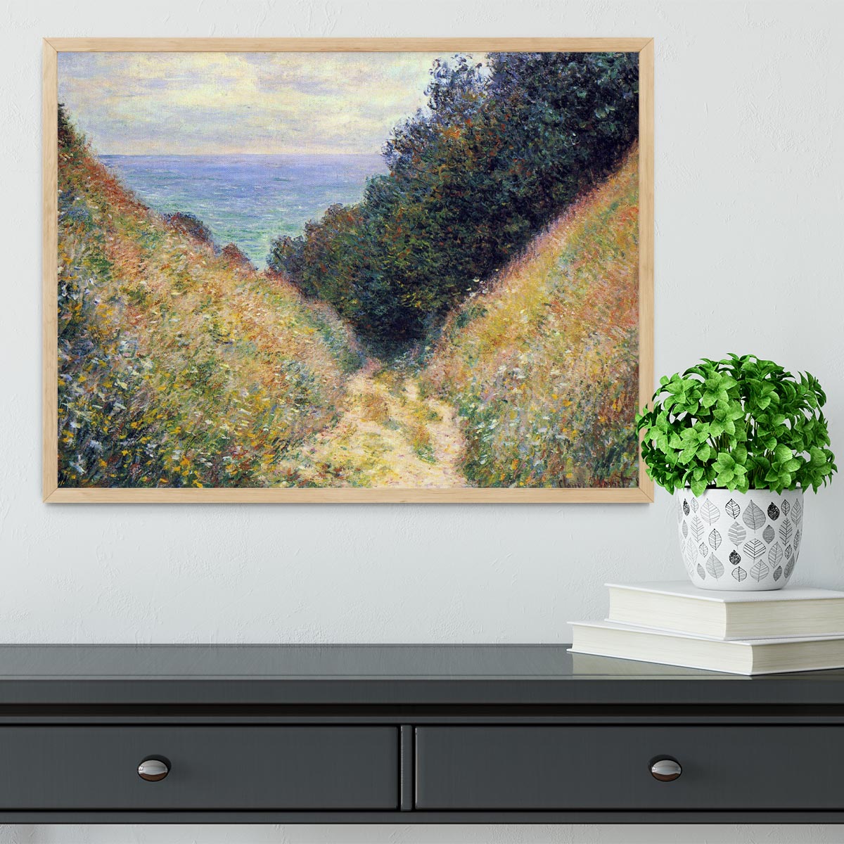Pourville 1 by Monet Framed Print - Canvas Art Rocks - 4