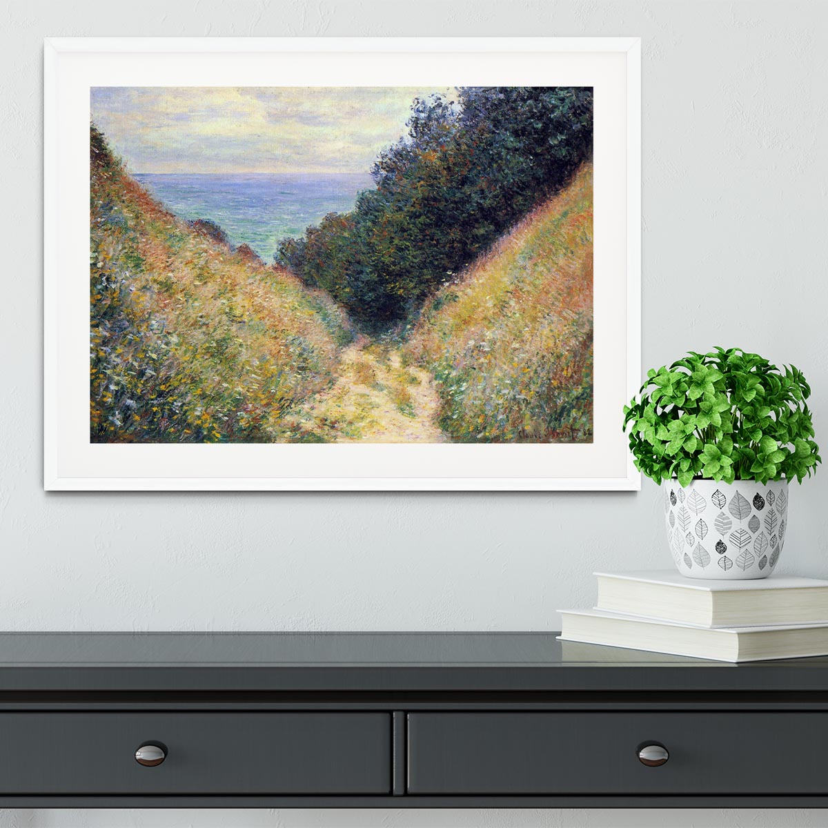 Pourville 1 by Monet Framed Print - Canvas Art Rocks - 5