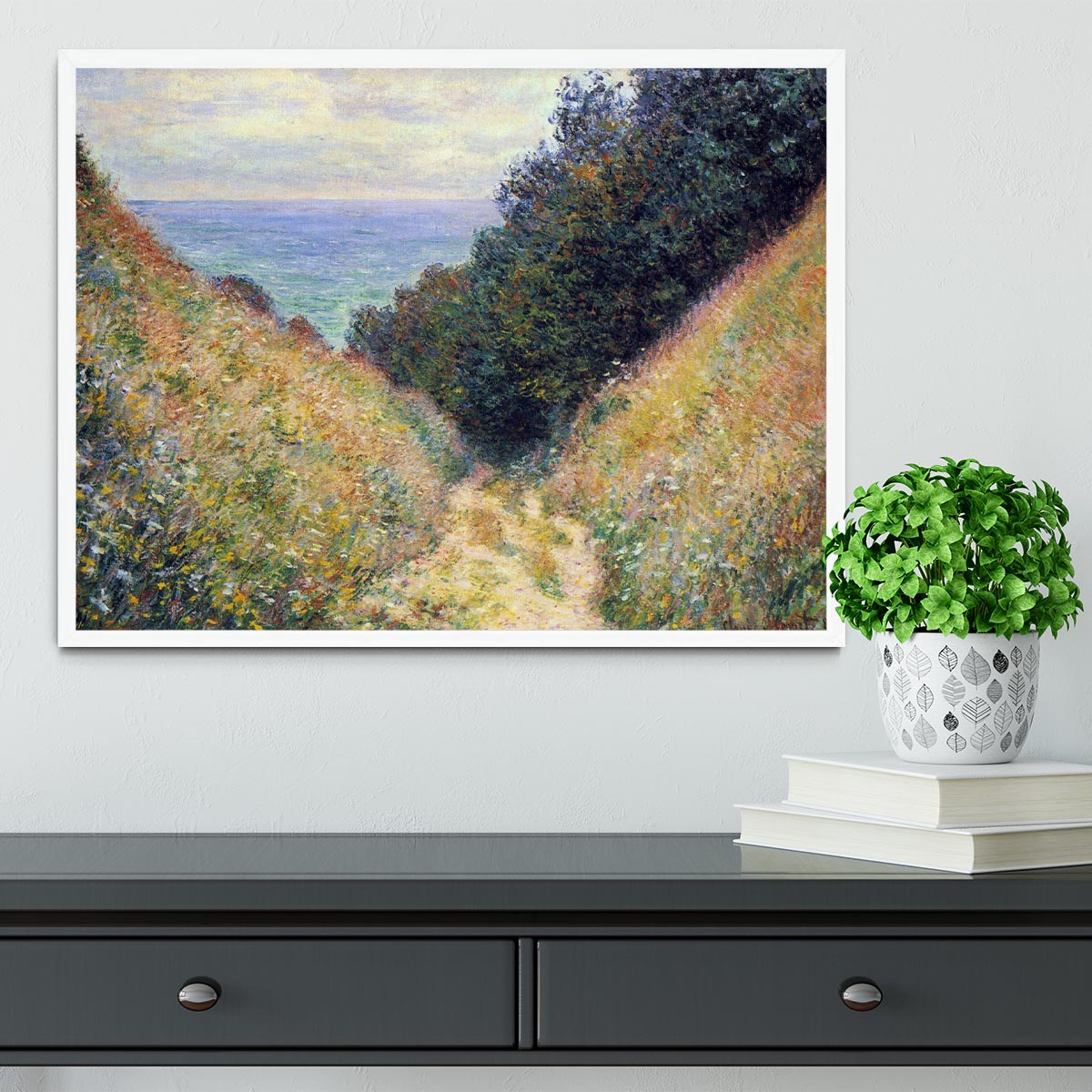 Pourville 1 by Monet Framed Print - Canvas Art Rocks -6