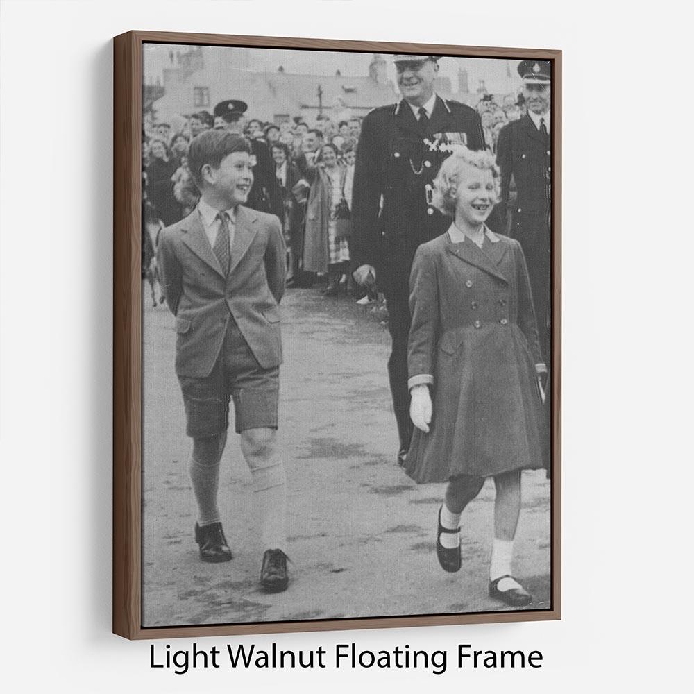 Prince Charles and Princess Anne as children Floating Frame Canvas