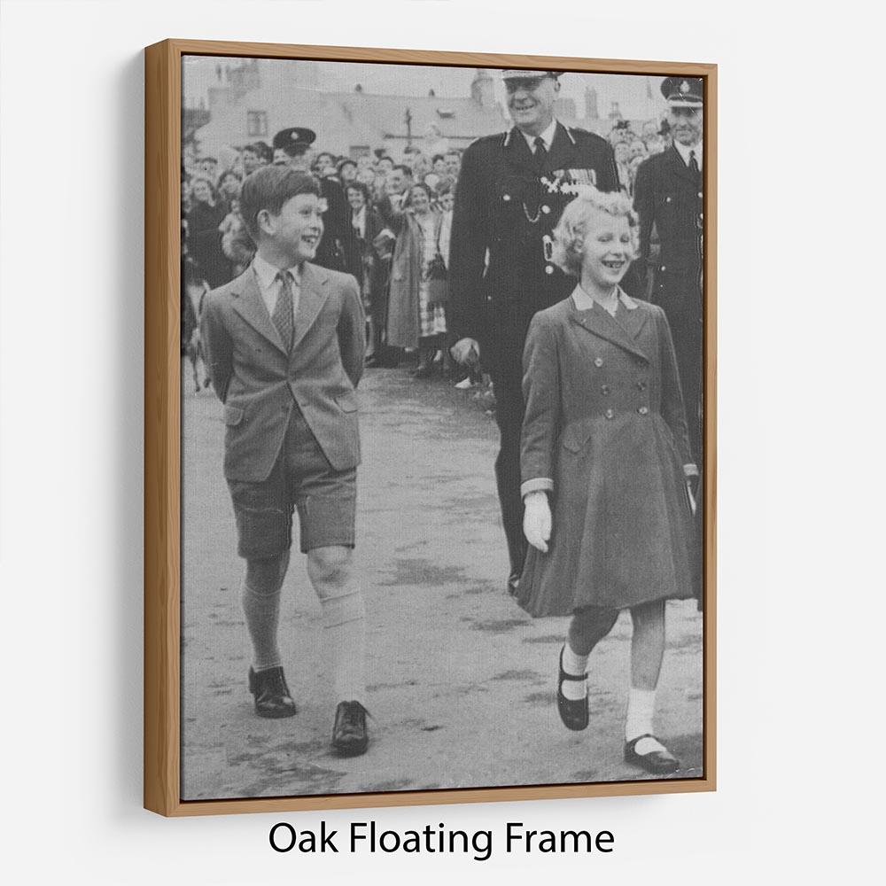 Prince Charles and Princess Anne as children Floating Frame Canvas