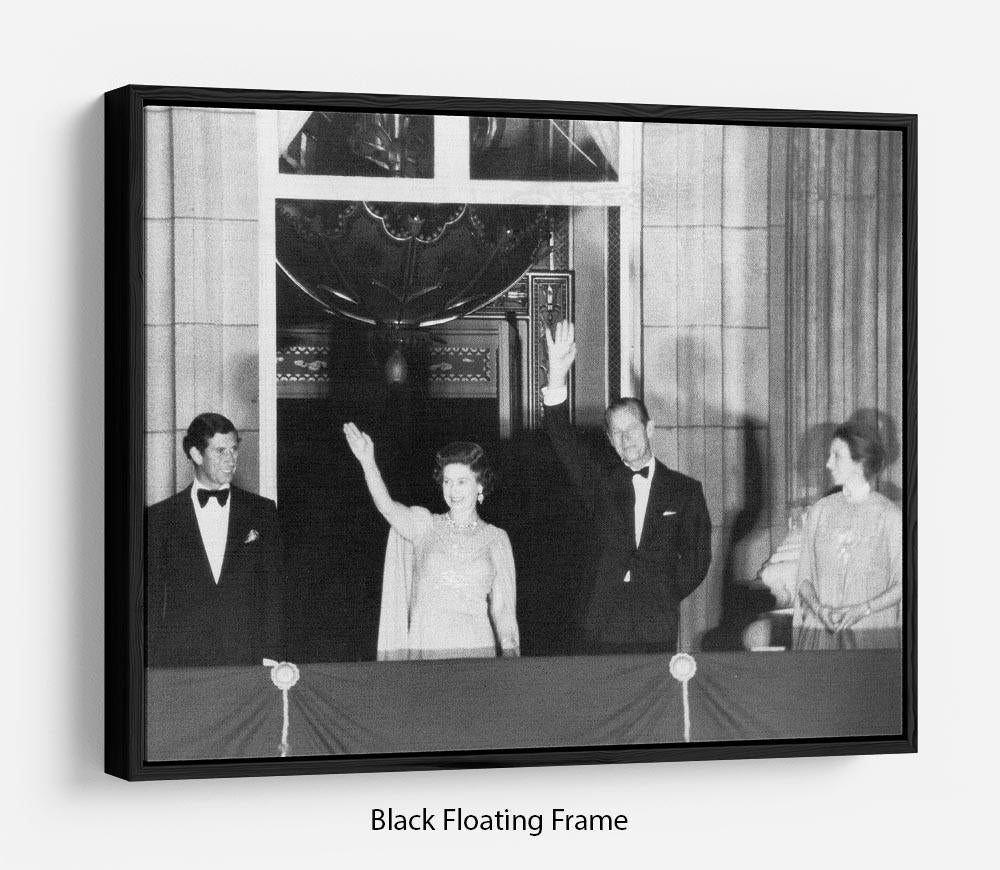 Prince Charles with family during Silver Jubilee fireworks Floating Frame Canvas