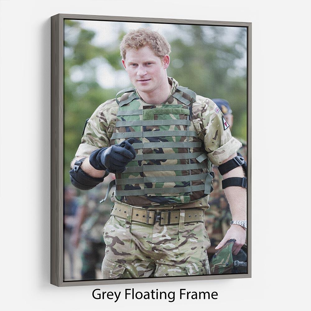 Prince Harry at the Jamaican Defence Force in Jamaica Floating Frame Canvas