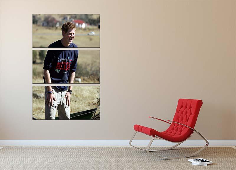Prince Harry helping build a school in Lesotho South Africa 3 Split Panel Canvas Print - Canvas Art Rocks - 2
