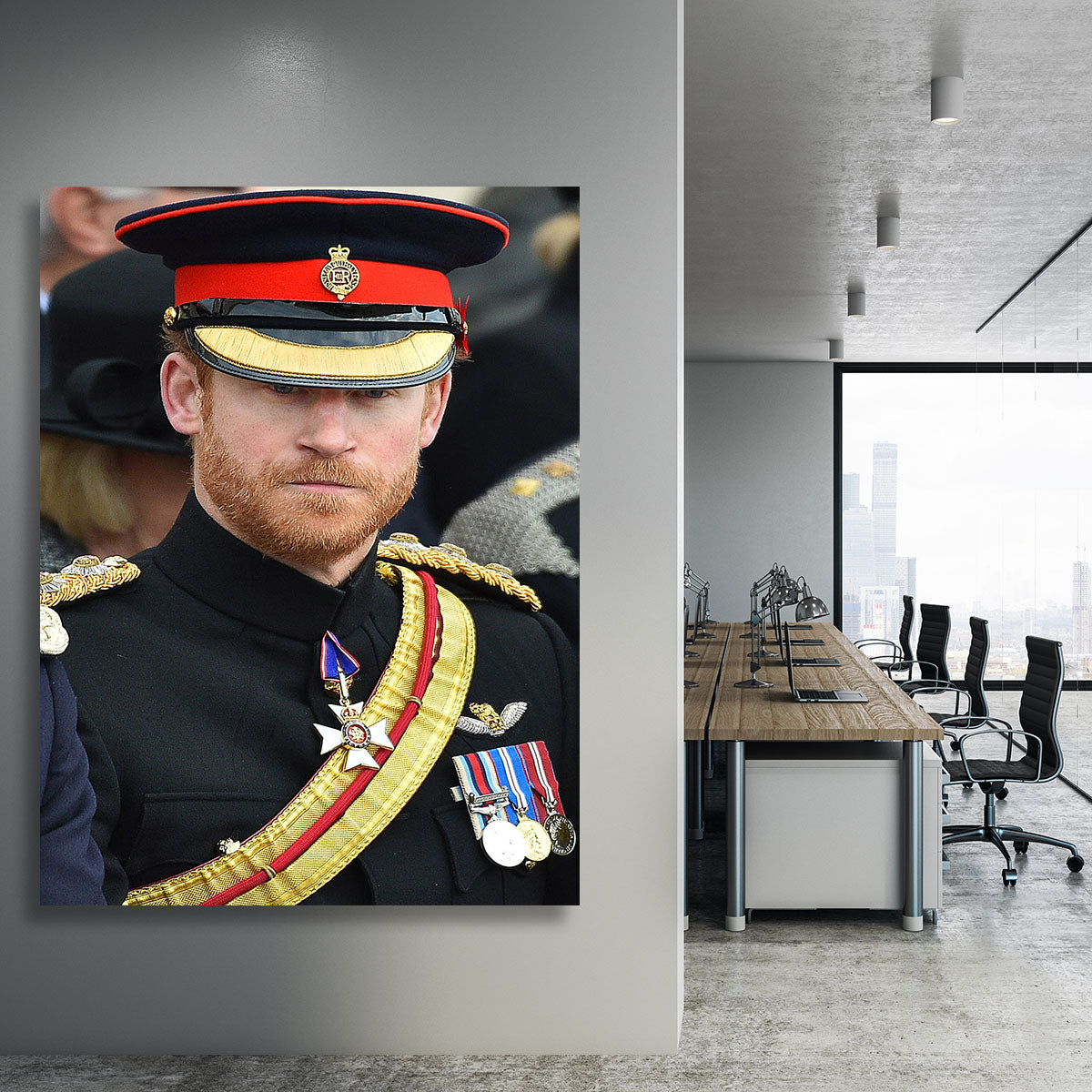 Prince Harry in uniform during ceremonies in Staffordshire Canvas Print or Poster - Canvas Art Rocks - 3