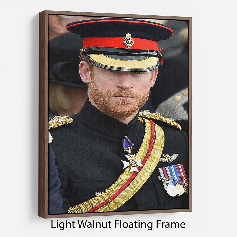 Prince Harry in uniform during ceremonies in Staffordshire Floating Frame Canvas