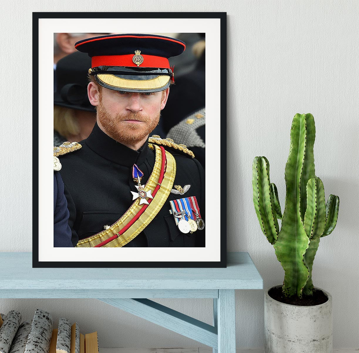 Prince Harry in uniform during ceremonies in Staffordshire Framed Print - Canvas Art Rocks - 1