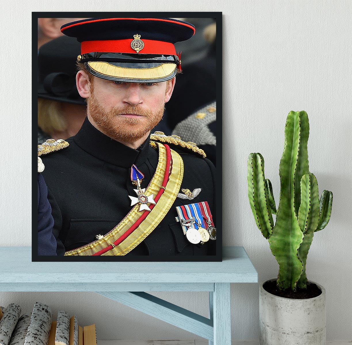 Prince Harry in uniform during ceremonies in Staffordshire Framed Print - Canvas Art Rocks - 2