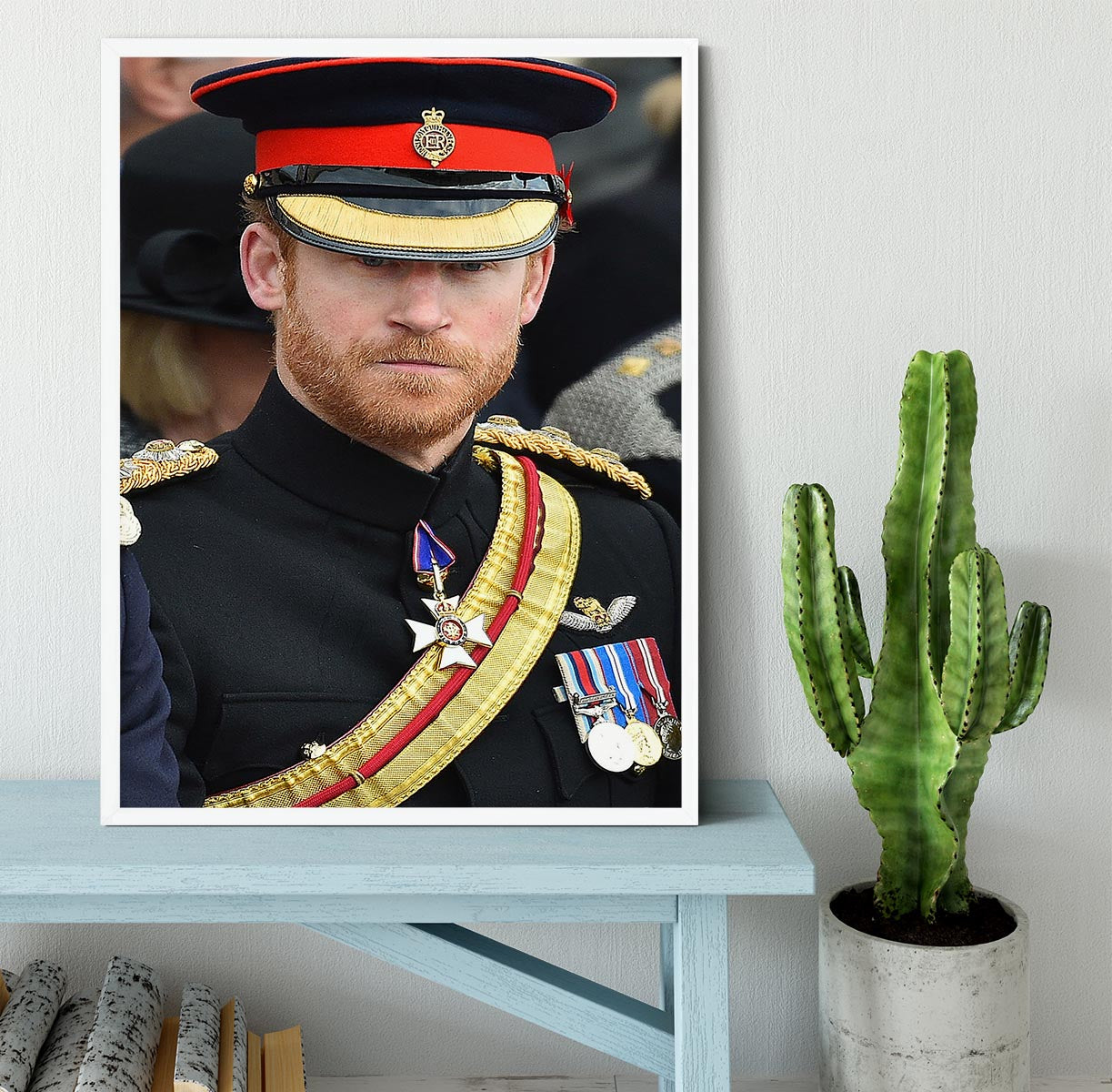 Prince Harry in uniform during ceremonies in Staffordshire Framed Print - Canvas Art Rocks -6