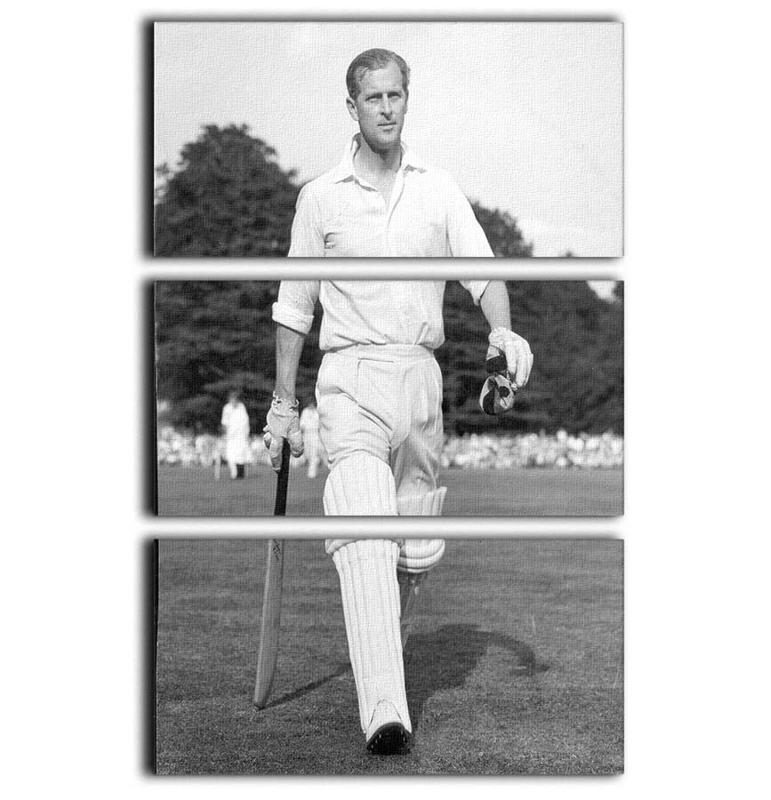 Prince Philip as cricket captain in a charity match 3 Split Panel Canvas Print - Canvas Art Rocks - 1