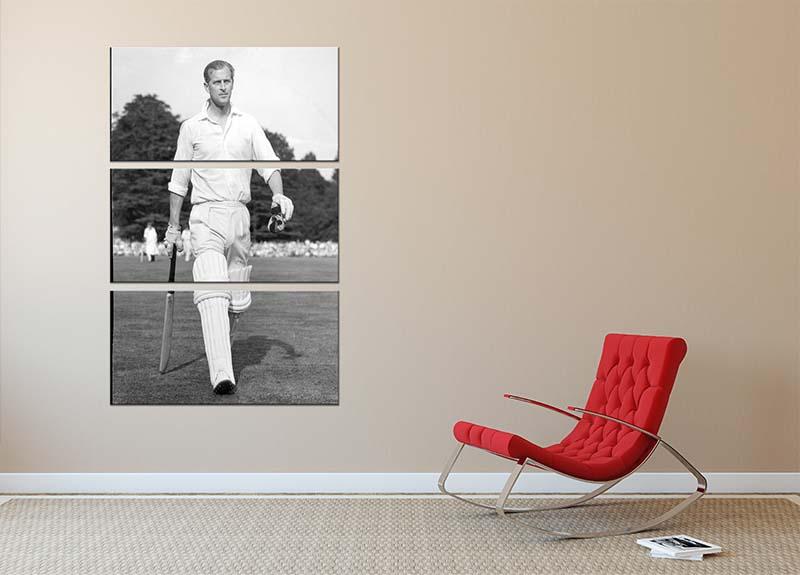 Prince Philip as cricket captain in a charity match 3 Split Panel Canvas Print - Canvas Art Rocks - 2