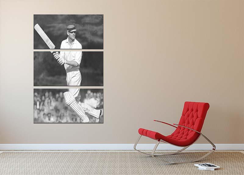 Prince Philip batting at a charity cricket match 3 Split Panel Canvas Print - Canvas Art Rocks - 2
