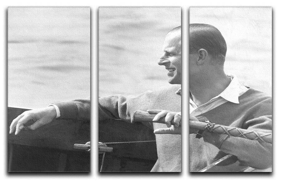 Prince Philip in a sailing race at Cowes Isle of Wight 3 Split Panel Canvas Print - Canvas Art Rocks - 1