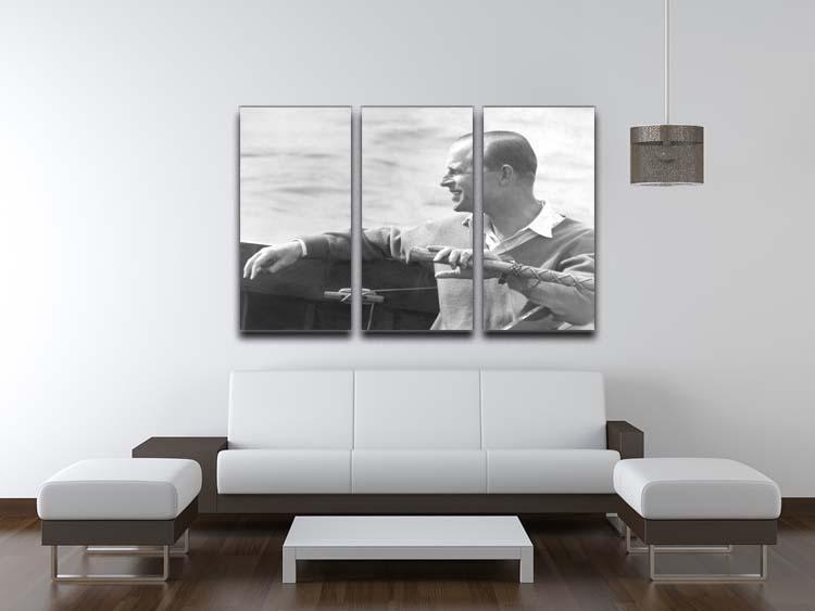 Prince Philip in a sailing race at Cowes Isle of Wight 3 Split Panel Canvas Print - Canvas Art Rocks - 3