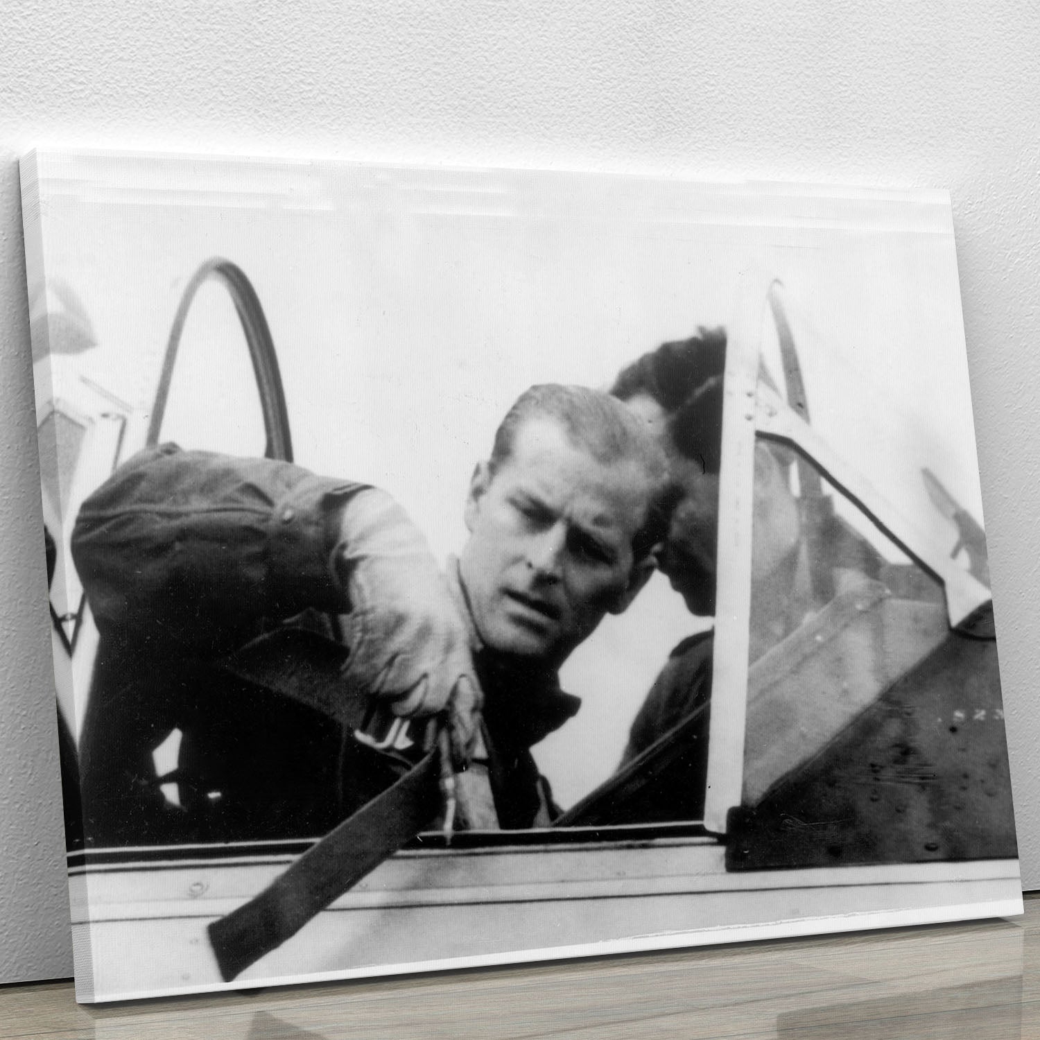 Prince Philip in the cockpit about to receive his RAF Wings Canvas Print or Poster - Canvas Art Rocks - 1