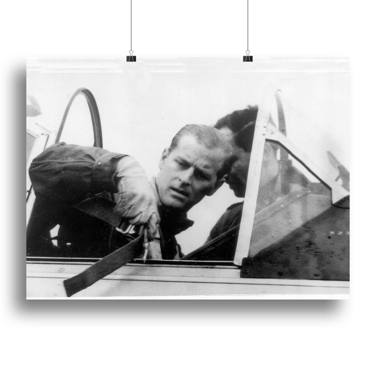 Prince Philip in the cockpit about to receive his RAF Wings Canvas Print or Poster - Canvas Art Rocks - 2