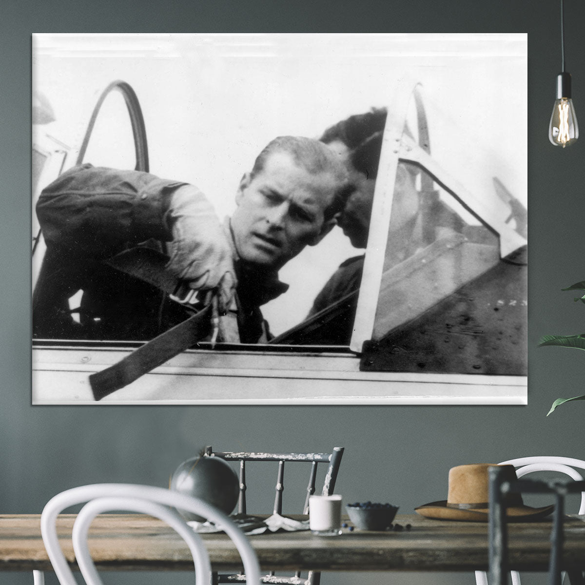 Prince Philip in the cockpit about to receive his RAF Wings Canvas Print or Poster - Canvas Art Rocks - 3