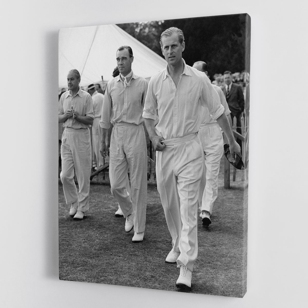 Prince Philip leading his cricket team onto the field Canvas Print or Poster - Canvas Art Rocks - 1