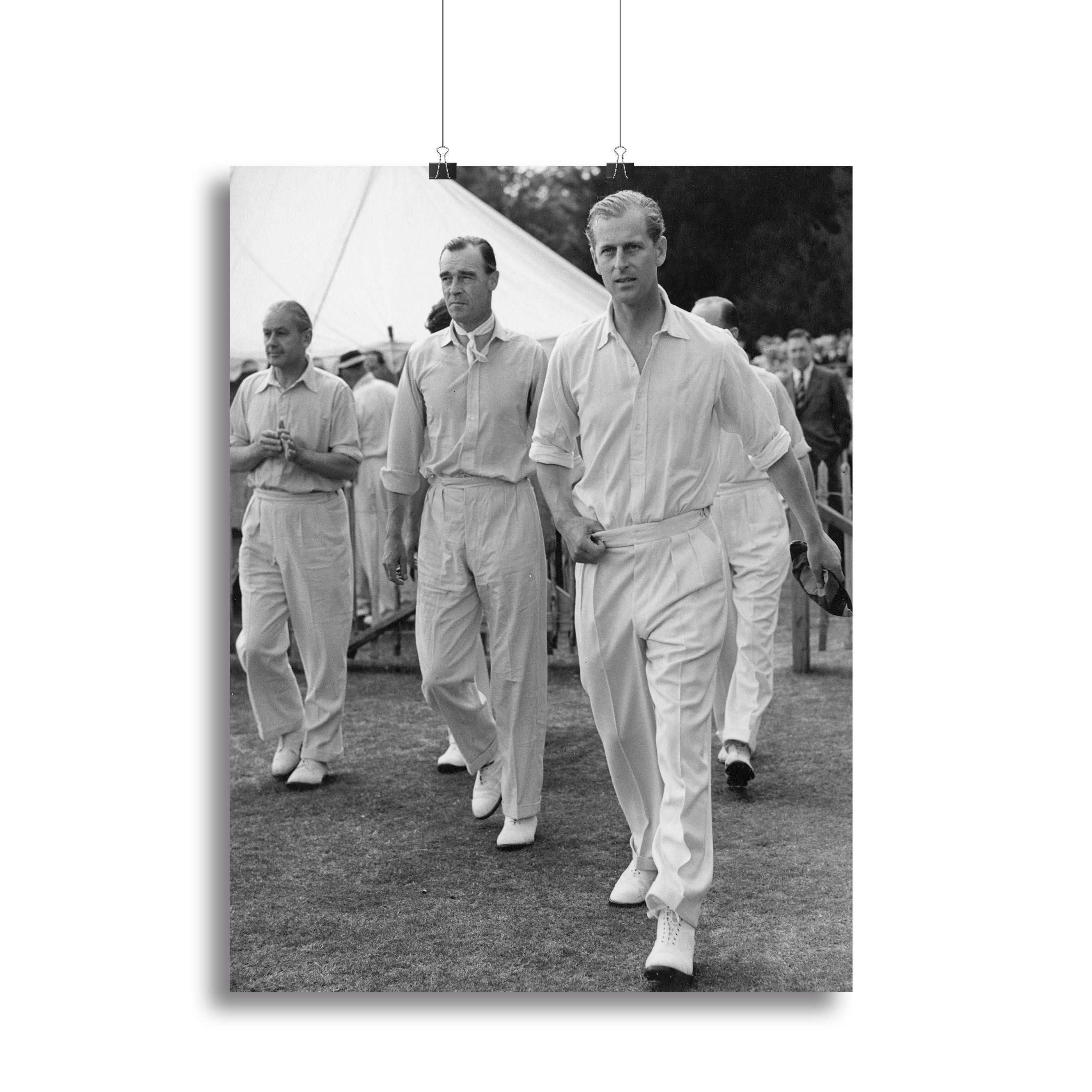 Prince Philip leading his cricket team onto the field Canvas Print or Poster - Canvas Art Rocks - 2