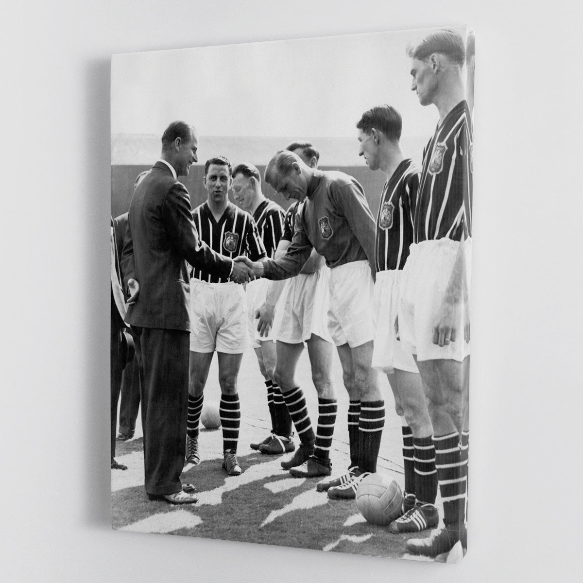 Prince Philip meeting members of Manchester City team Canvas Print or Poster - Canvas Art Rocks - 1