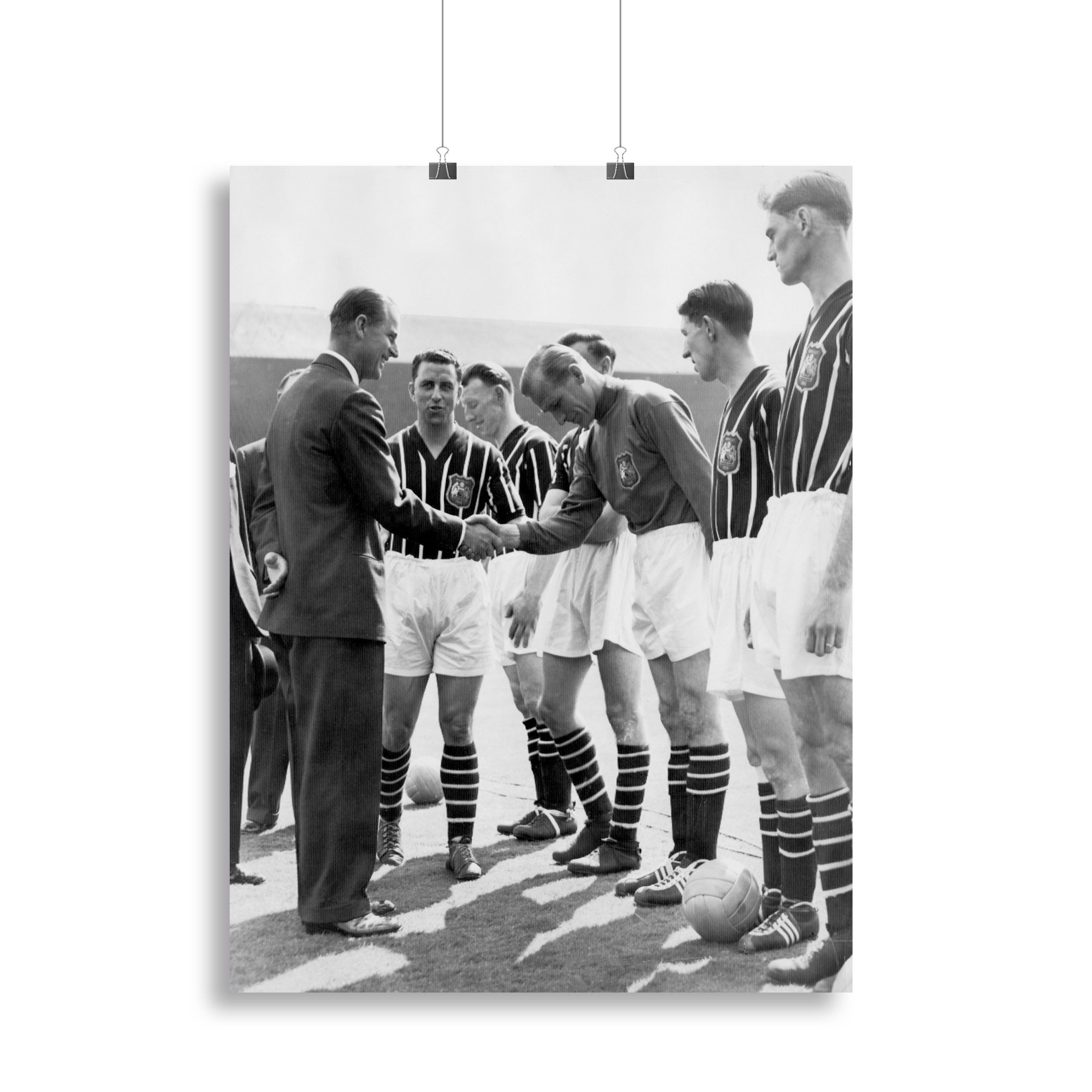 Prince Philip meeting members of Manchester City team Canvas Print or Poster - Canvas Art Rocks - 2