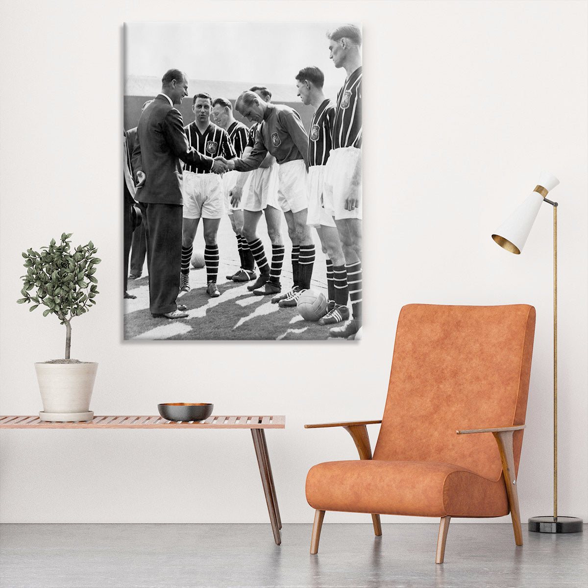 Prince Philip meeting members of Manchester City team Canvas Print or Poster - Canvas Art Rocks - 6