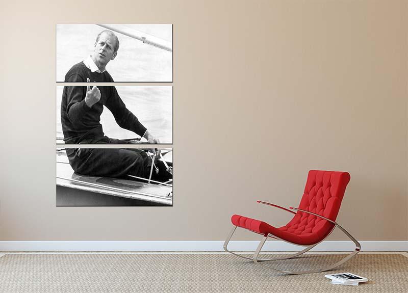 Prince Philip resting after racing at Cowes Isle of Wight 3 Split Panel Canvas Print - Canvas Art Rocks - 2