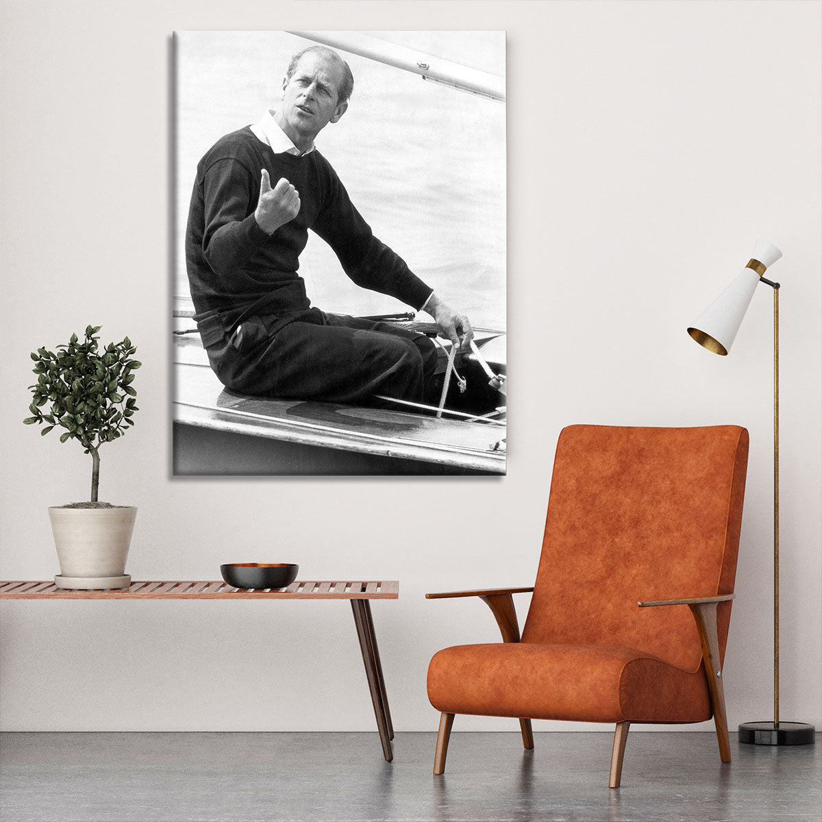 Prince Philip resting after racing at Cowes Isle of Wight Canvas Print or Poster - Canvas Art Rocks - 6