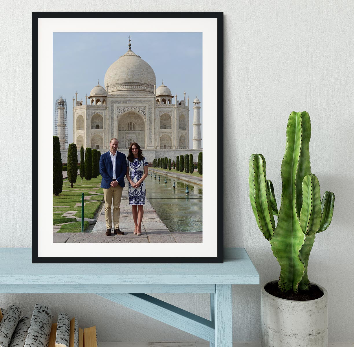 Prince William and Kate at the Taj Mahal India Framed Print - Canvas Art Rocks - 1