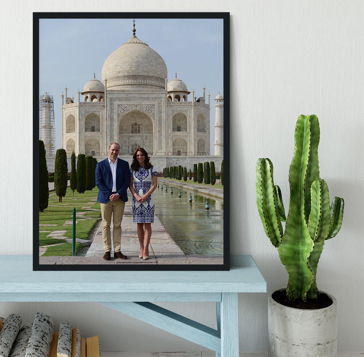 Prince William and Kate at the Taj Mahal India Framed Print - Canvas Art Rocks - 2