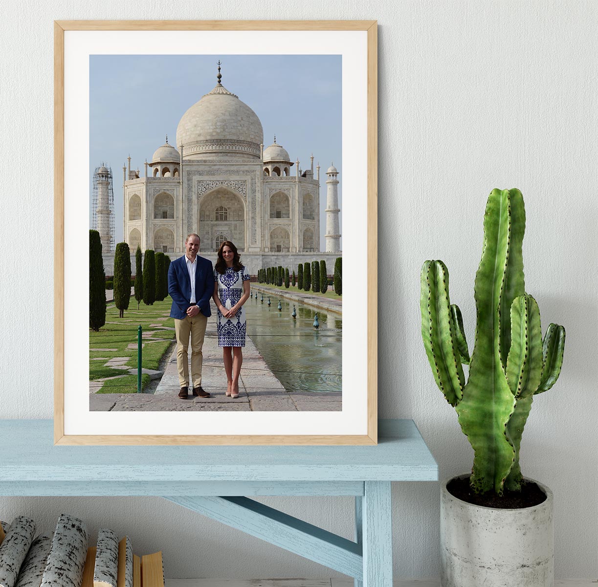 Prince William and Kate at the Taj Mahal India Framed Print - Canvas Art Rocks - 3