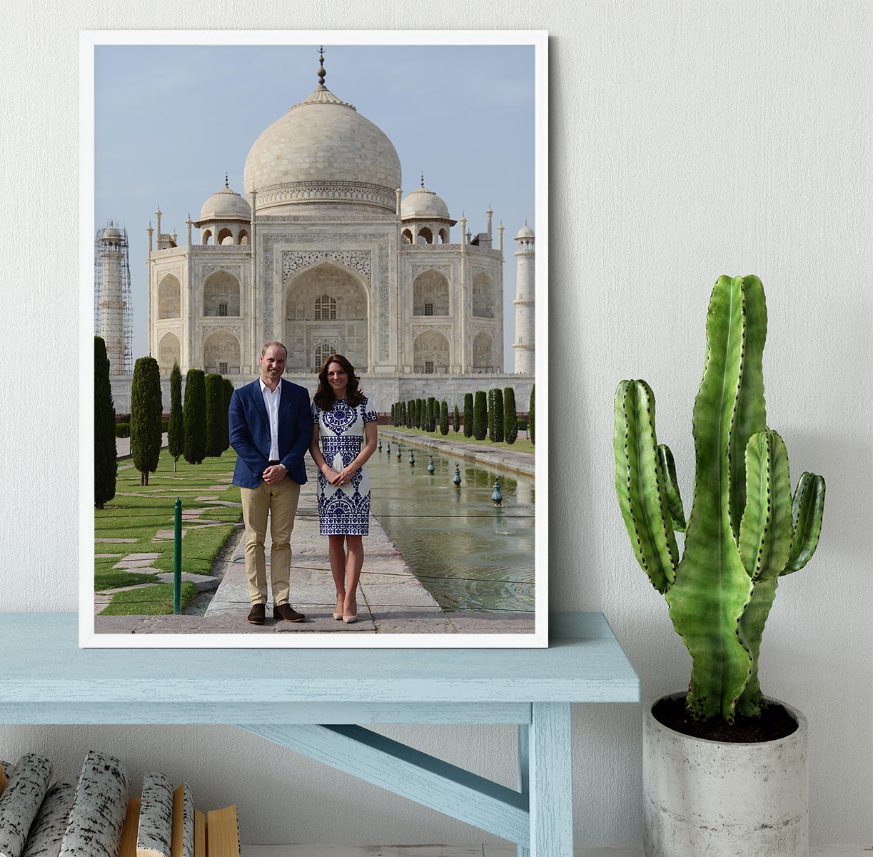 Prince William and Kate at the Taj Mahal India Framed Print - Canvas Art Rocks -6