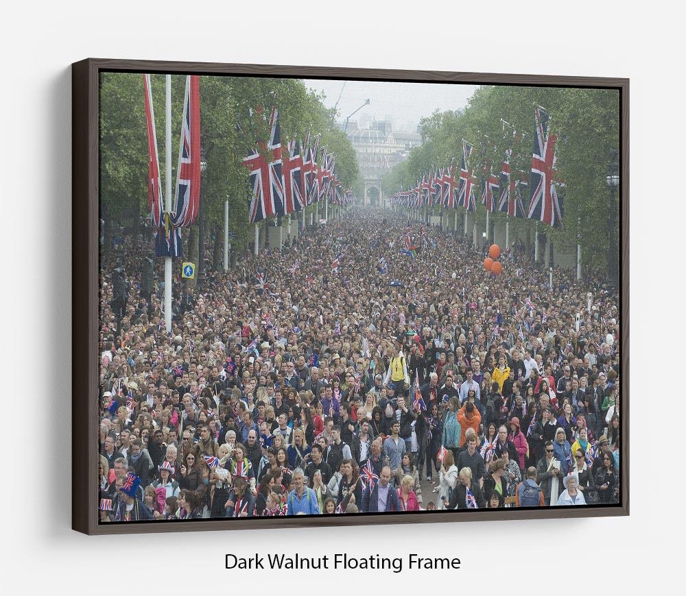 Prince William and Kate crowds for their wedding on The Mall Floating Frame Canvas