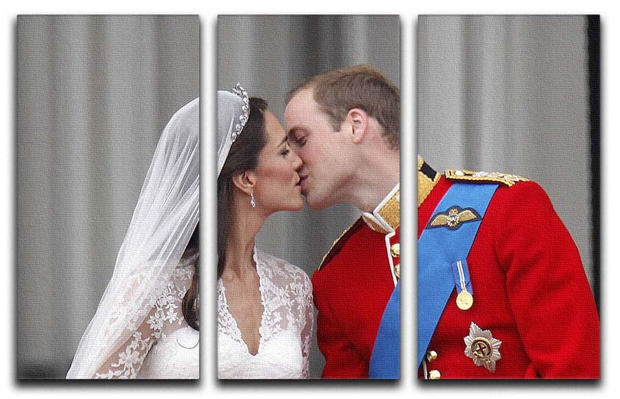 Prince William and Kate sharing a wedding kiss 3 Split Panel Canvas Print - Canvas Art Rocks - 1