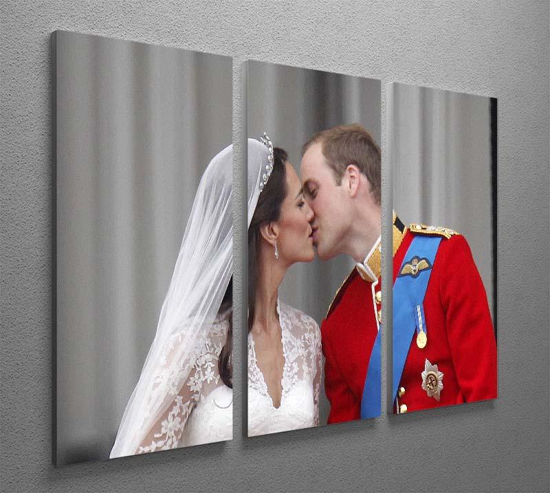 Prince William and Kate sharing a wedding kiss 3 Split Panel Canvas Print - Canvas Art Rocks - 2
