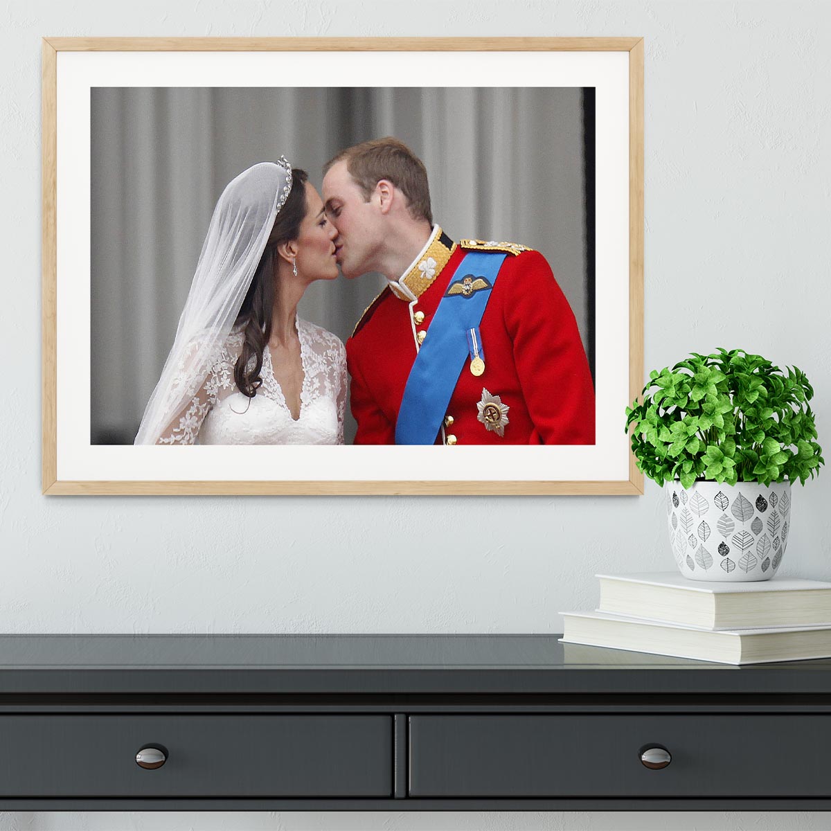 Prince William and Kate sharing a wedding kiss Framed Print - Canvas Art Rocks - 3