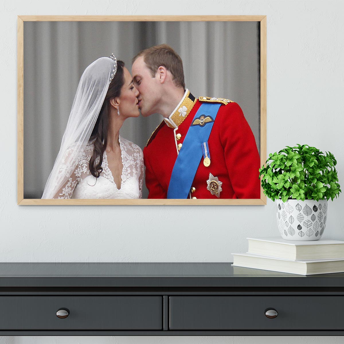 Prince William and Kate sharing a wedding kiss Framed Print - Canvas Art Rocks - 4