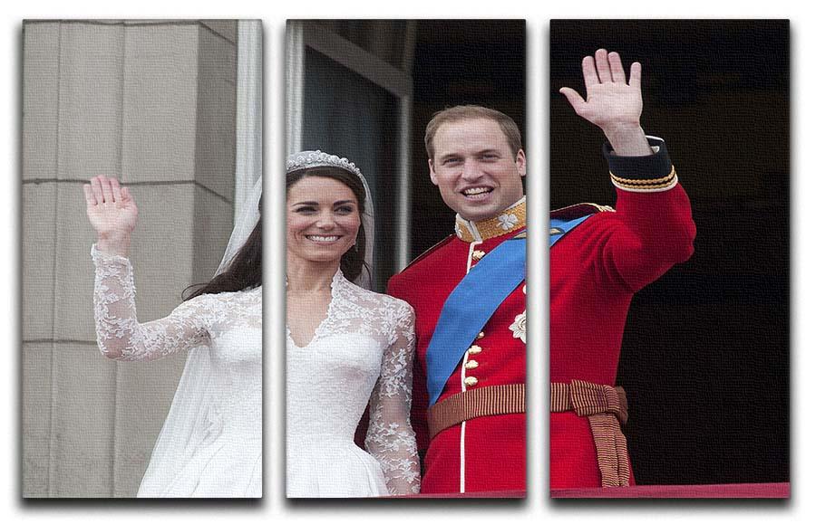 Prince William and Kate waving on their wedding day 3 Split Panel Canvas Print - Canvas Art Rocks - 1