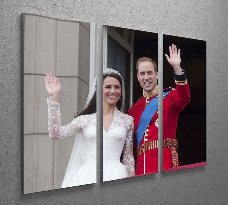 Prince William and Kate waving on their wedding day 3 Split Panel Canvas Print - Canvas Art Rocks - 2