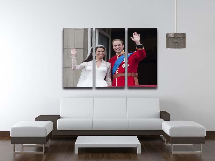 Prince William and Kate waving on their wedding day 3 Split Panel Canvas Print - Canvas Art Rocks - 3