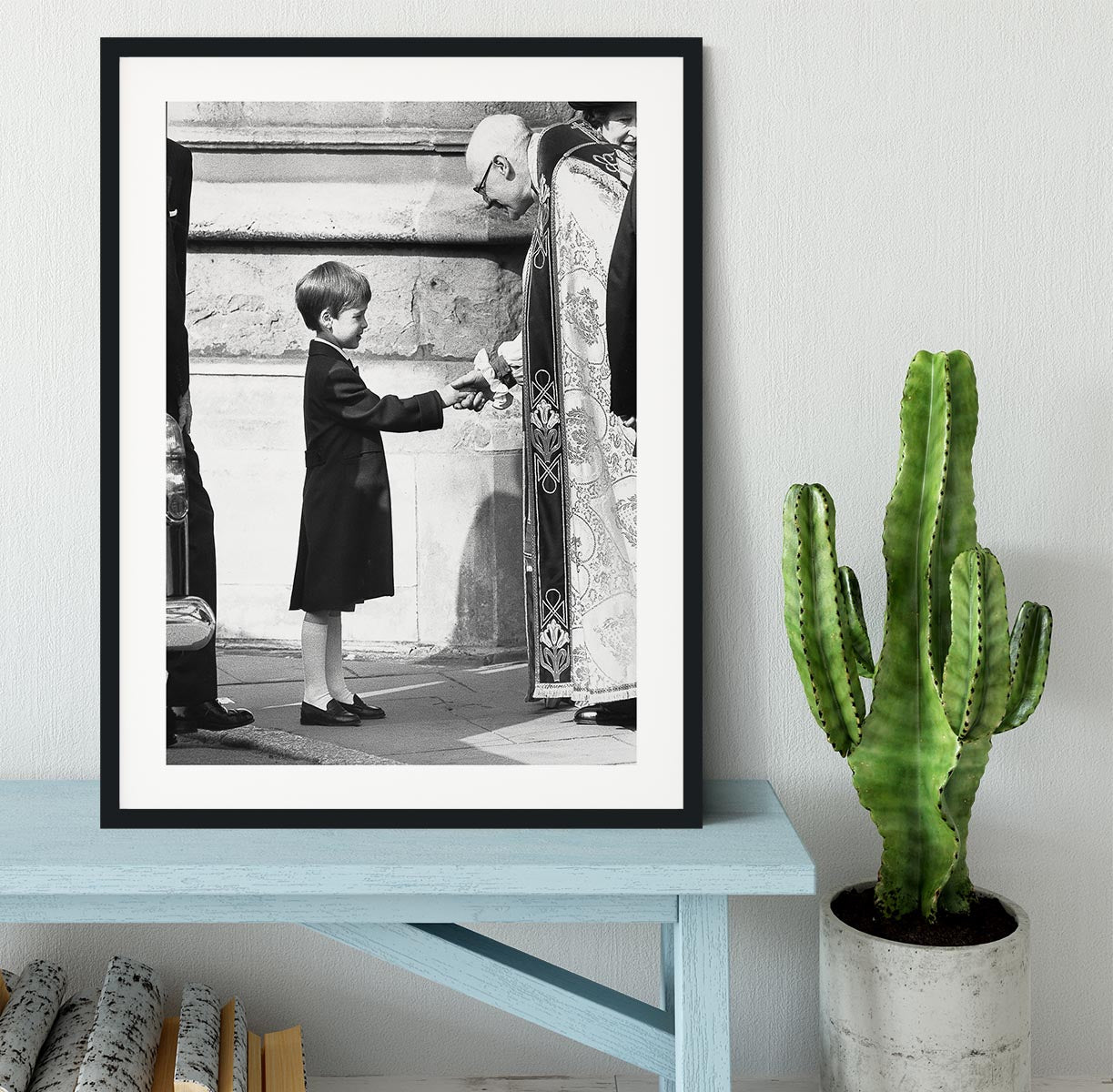 Prince William greeting the Dean of St Georges Chapel Framed Print - Canvas Art Rocks - 1