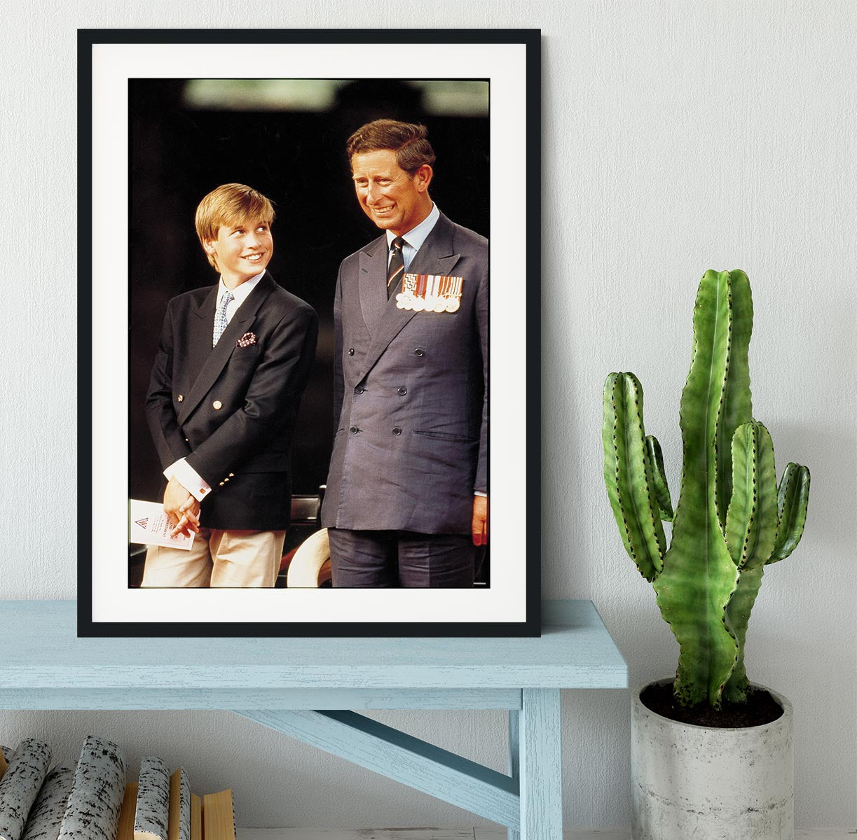 Prince William with Prince Charles at a VJ Parade Framed Print - Canvas Art Rocks - 1