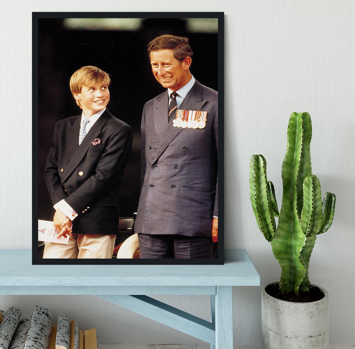 Prince William with Prince Charles at a VJ Parade Framed Print - Canvas Art Rocks - 2