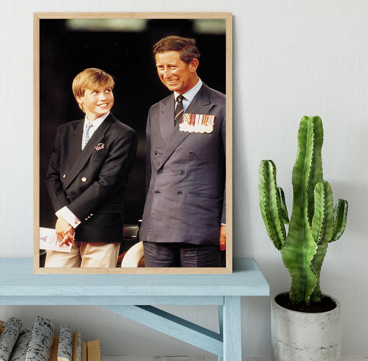 Prince William with Prince Charles at a VJ Parade Framed Print - Canvas Art Rocks - 4