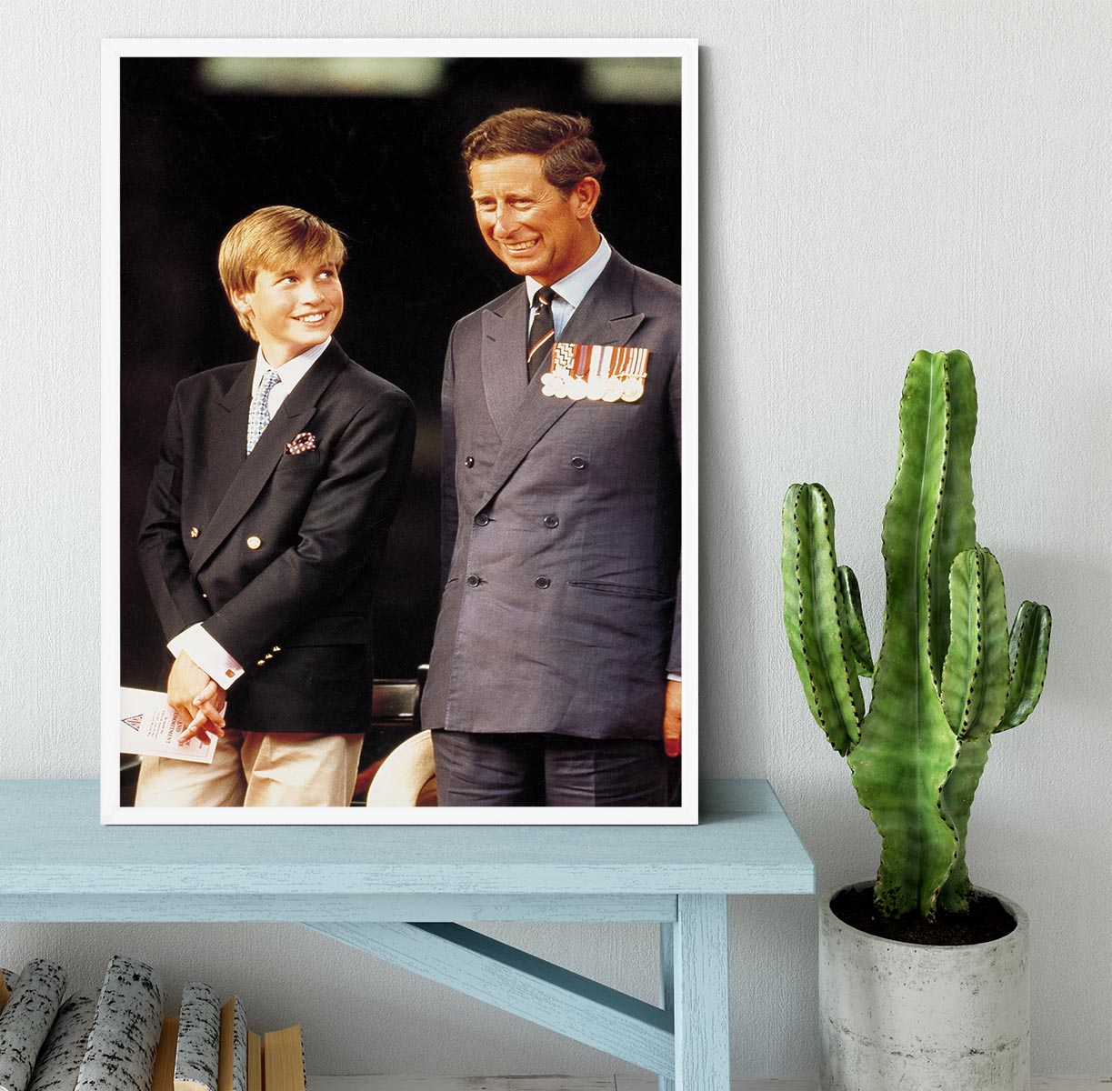 Prince William with Prince Charles at a VJ Parade Framed Print - Canvas Art Rocks -6