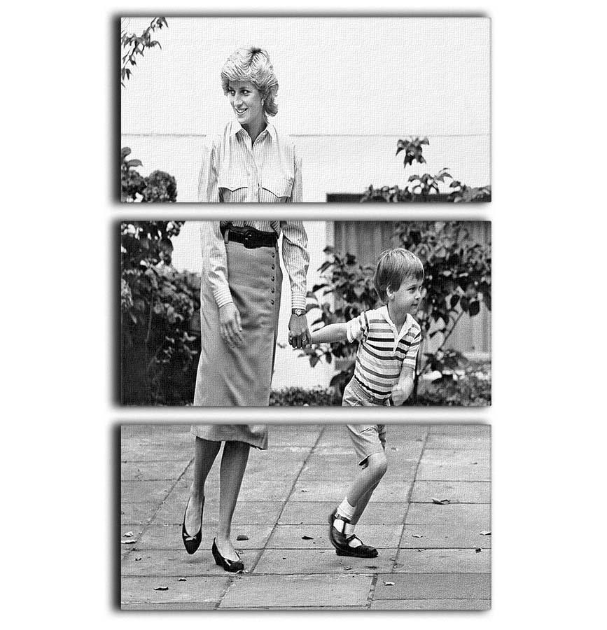 Prince William with Princess Diana dropping Harry at school 3 Split Panel Canvas Print - Canvas Art Rocks - 1