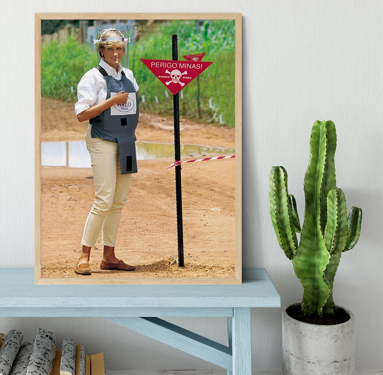 Princes Diana at a mine field in Angola for a Red Cross visit Framed Print - Canvas Art Rocks - 4