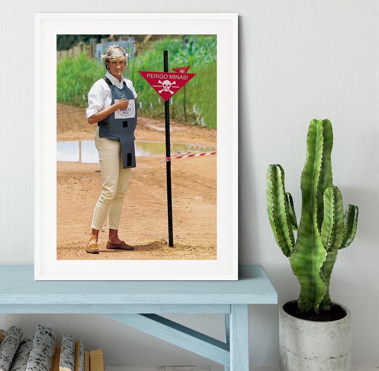 Princes Diana at a mine field in Angola for a Red Cross visit Framed Print - Canvas Art Rocks - 5
