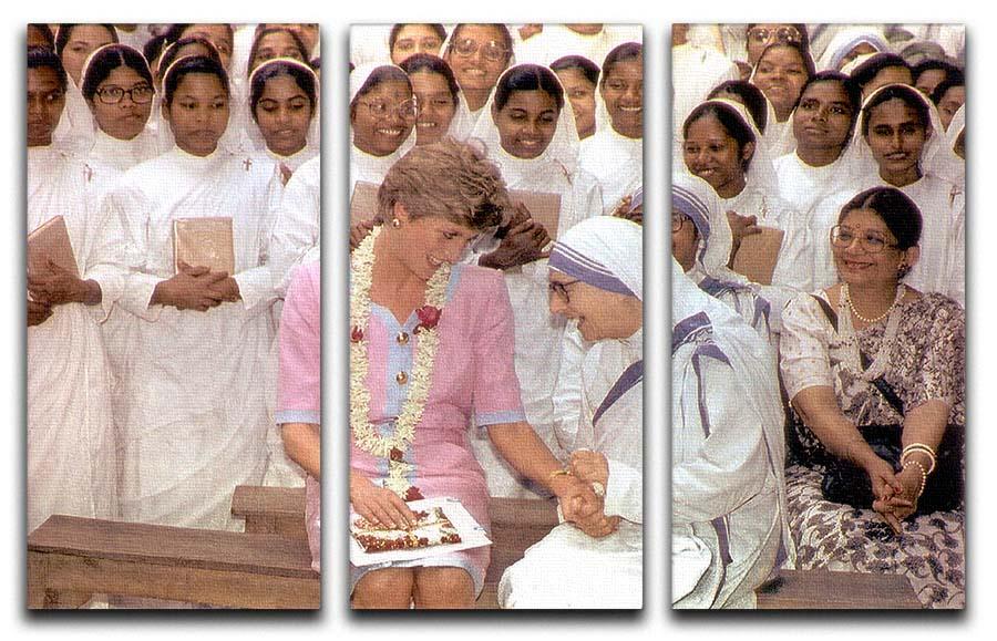 Princes Diana with Mother Theresa in Calcutta India 3 Split Panel Canvas Print - Canvas Art Rocks - 1