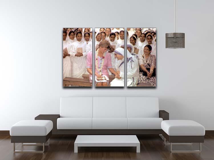 Princes Diana with Mother Theresa in Calcutta India 3 Split Panel Canvas Print - Canvas Art Rocks - 3